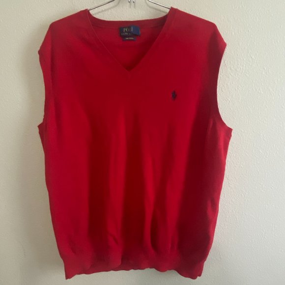 1XB/ 1G Ralph Lauren Classic Vintage Red V Neck Sweater Vest w149 - Picture 9 of 9